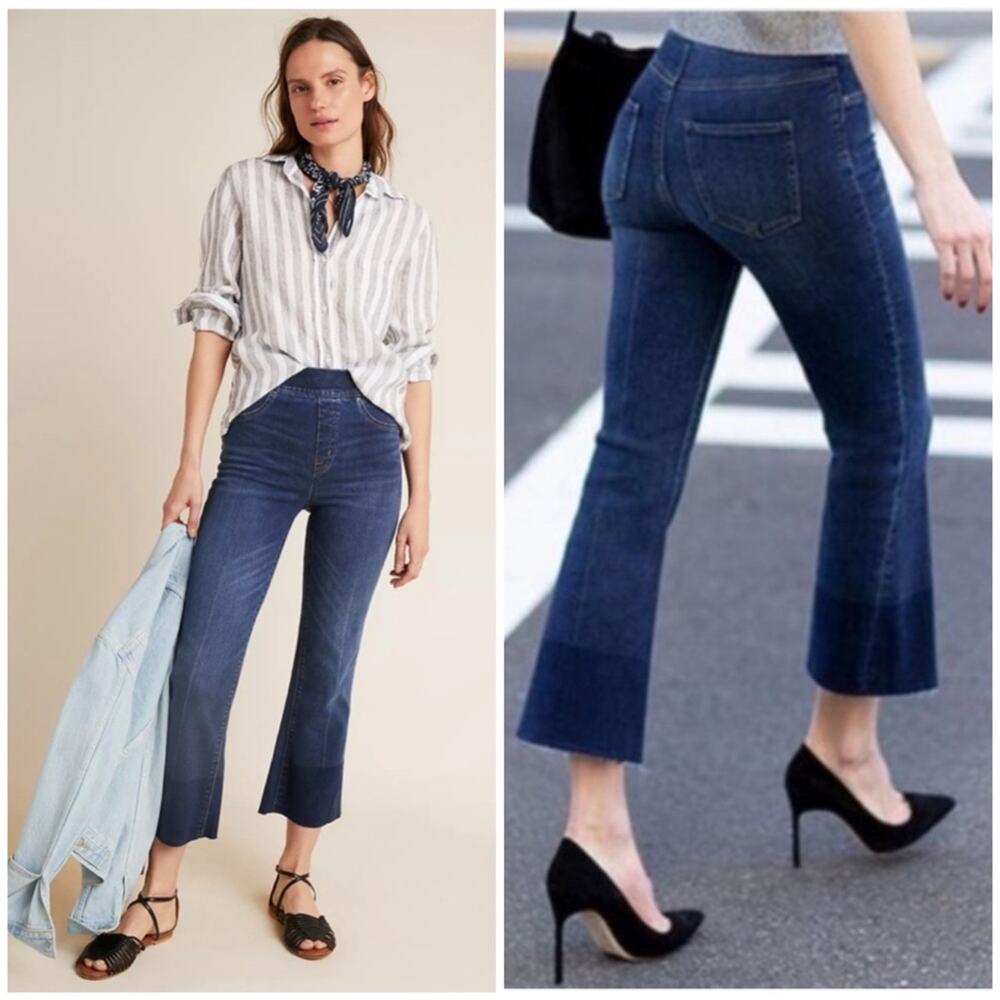 SPANX | Anthropologie Cropped Flare Jean In Medium Wash Size Large NWT